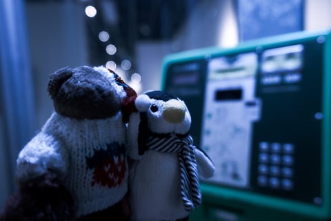 行方不明展をたのしそうに満喫するちみっこふたり。