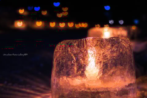 自作のハートフィルターで玉ボケがハートに😍