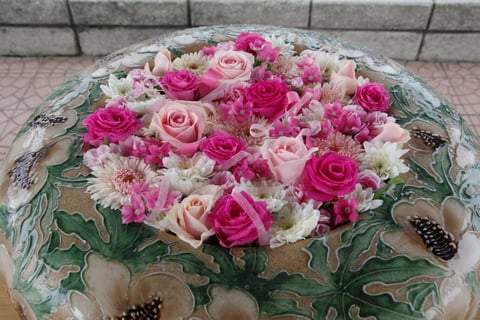 最明寺さまの花手水